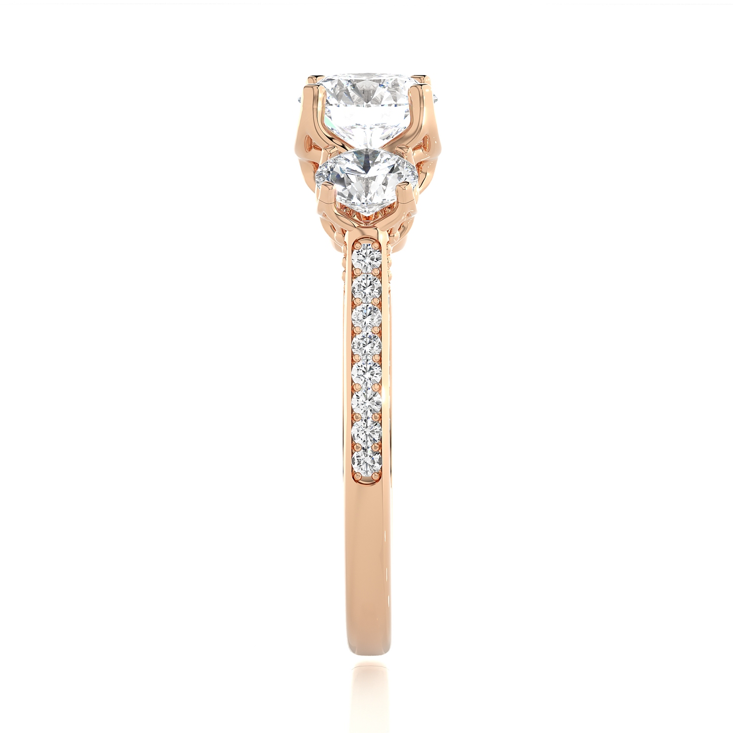 Lab Grown / Moissanite Diamond Three Stone Engagement Ring