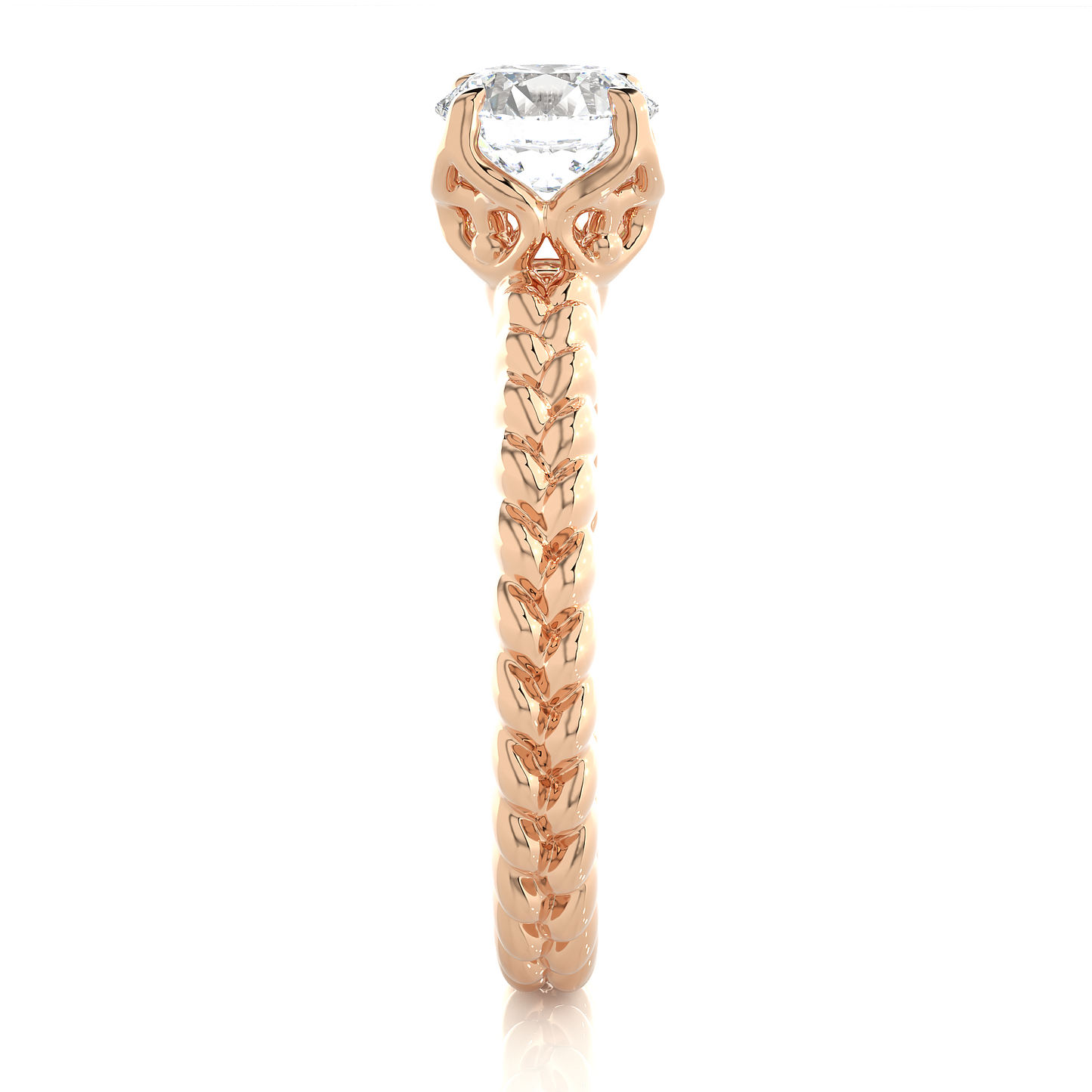 Vintage Heart Band Vermeil Moissanite Lab Diamond Ring