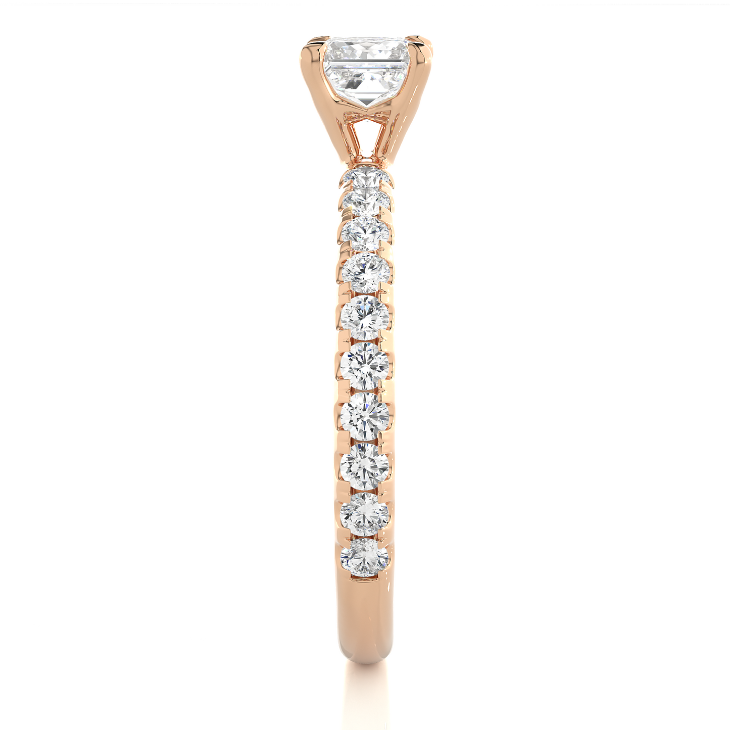 Princess Cut Lab & Moissanite Diamond Pavé Engagement Ring