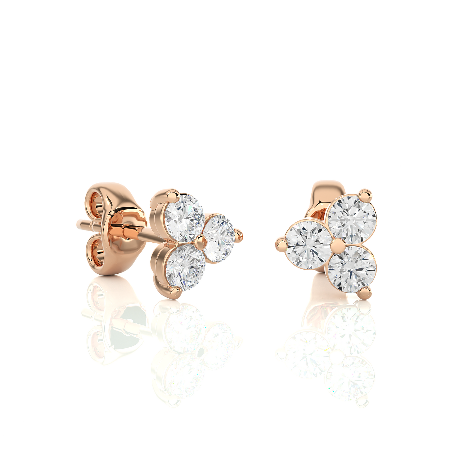 Vermeil Gold Floral Cluster Moissanite Diamond Luxury Stud Earrings