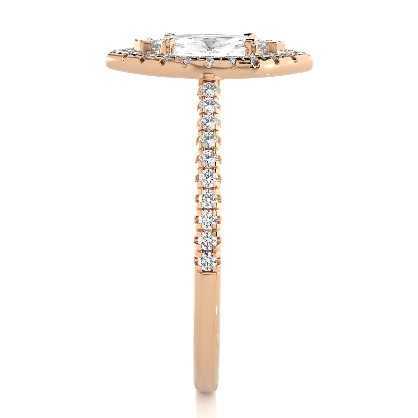 Marquise Halo Moissanite Lab Diamond Vermeil Ring