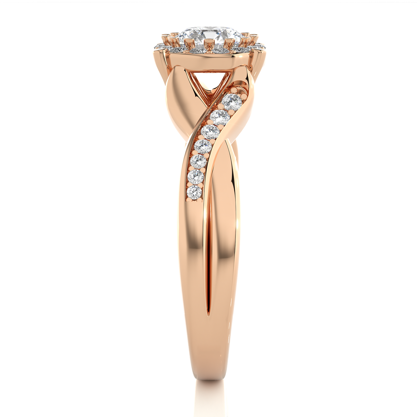 Vermeil Round Moissanite / Lab Grown Diamond Twisted Band Ring