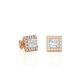 Vermeil Princess Halo Moissanite Lab Diamond Luxury Stud Earrings