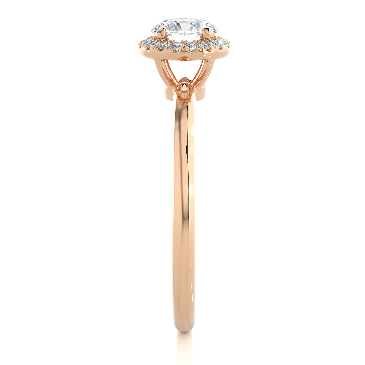 Elegant Halo Moissanite Lab Diamond Vermeil Ring