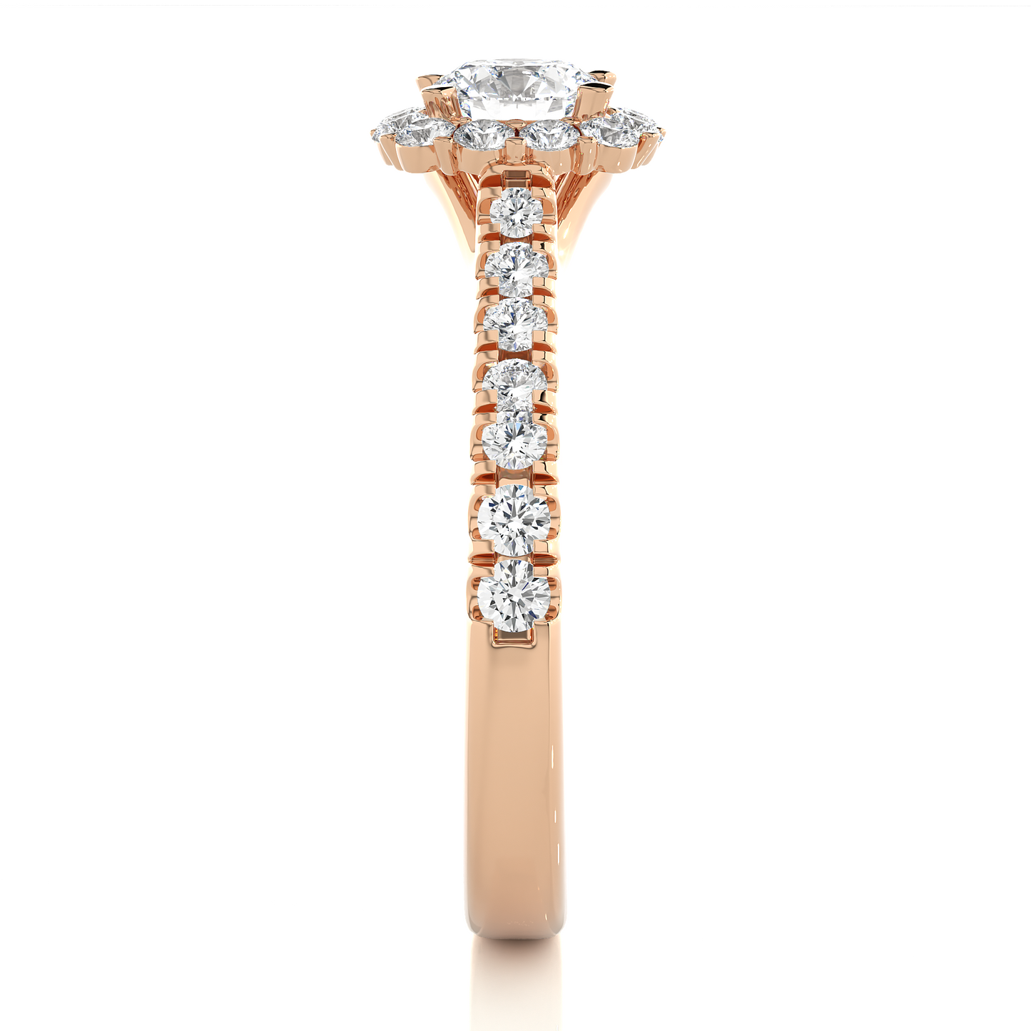 Round Halo Moissanite Lab Diamond Vermeil Engagement Ring