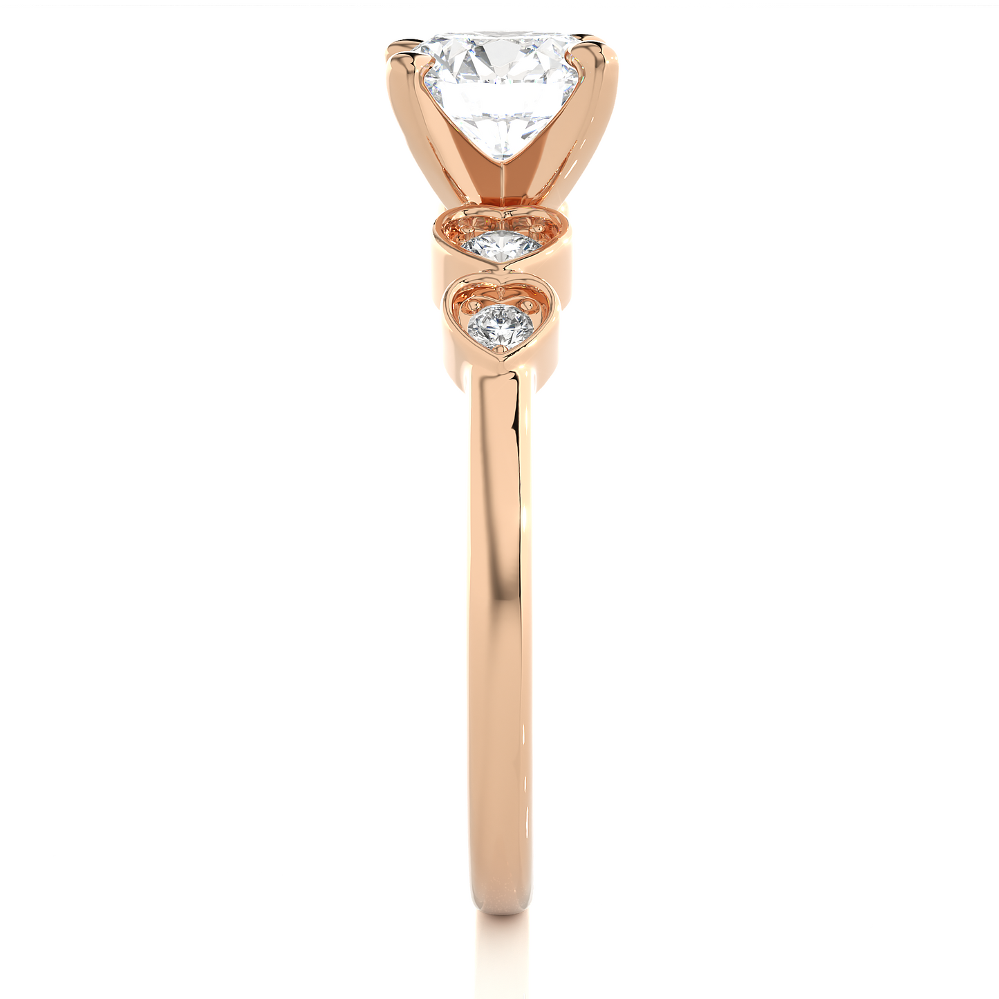 Round Cut Moissanite / Lab Diamond Vermeil Engagement Ring