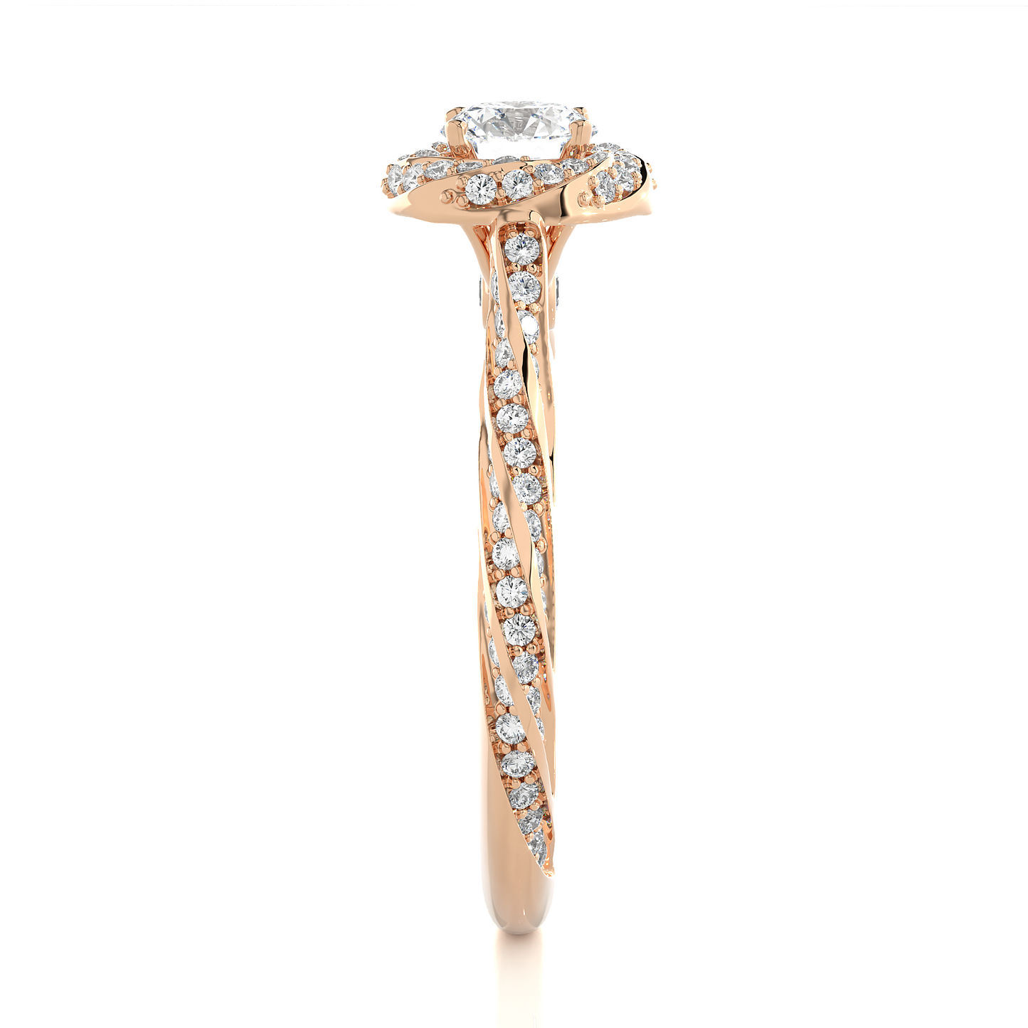 Twisted Halo Moissanite Lab Diamond Vermeil Ring