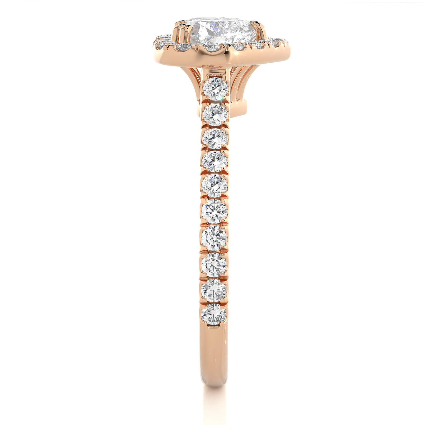 Heart Shape Halo Vermeil Moissanite Lab Diamond Ring