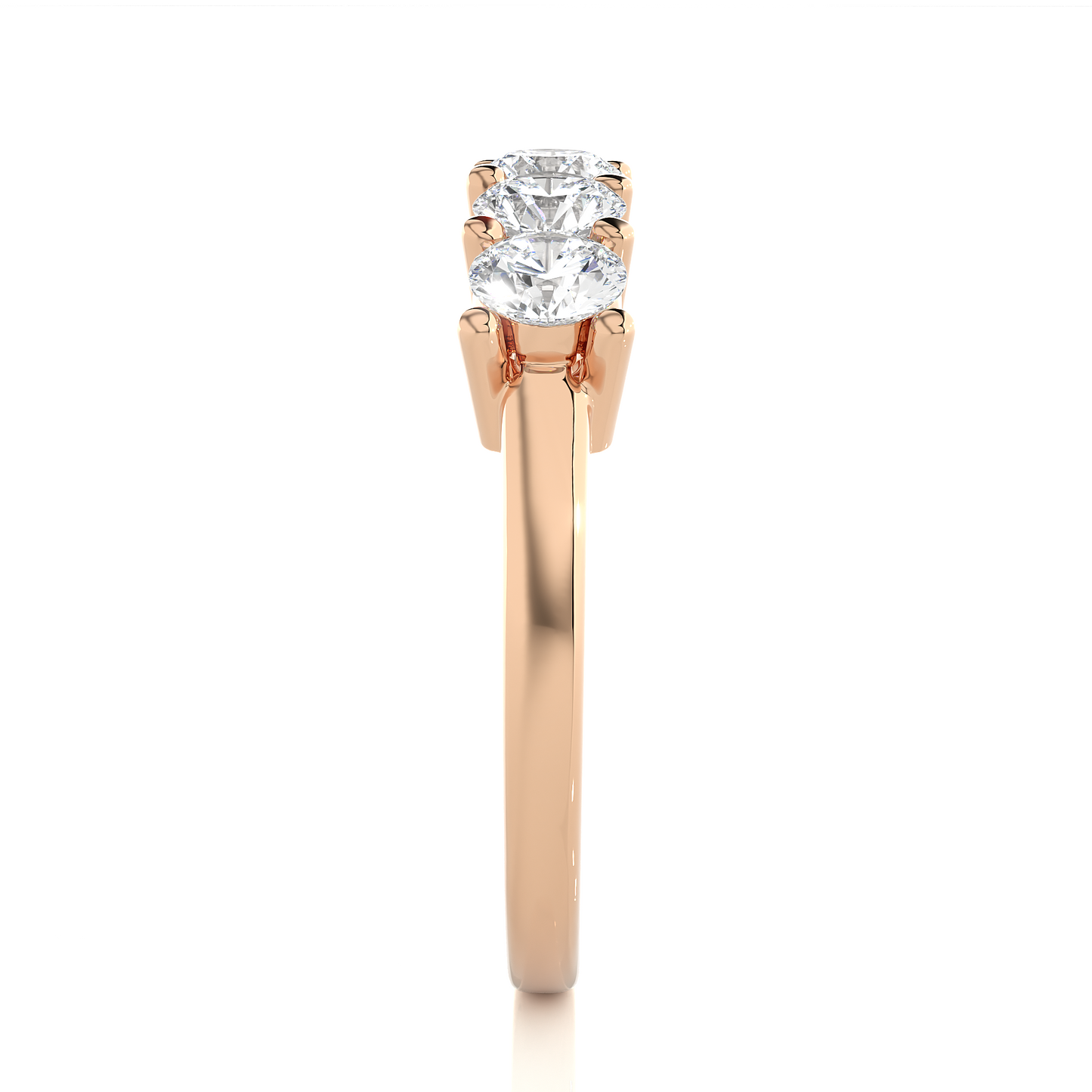 Elegant Five Stone Moissanite Lab Diamond Vermeil Ring