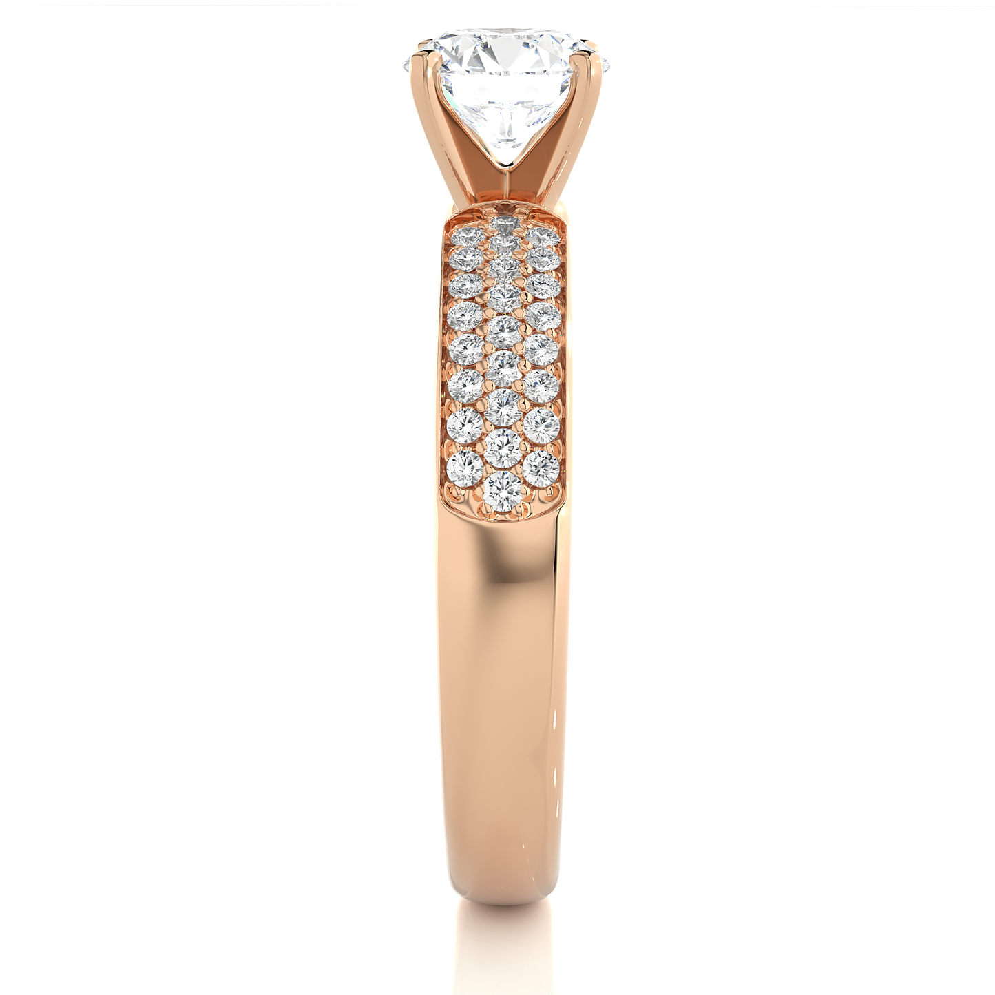 Lab Diamond Moissanite Round Solitaire Pave Engagement Ring