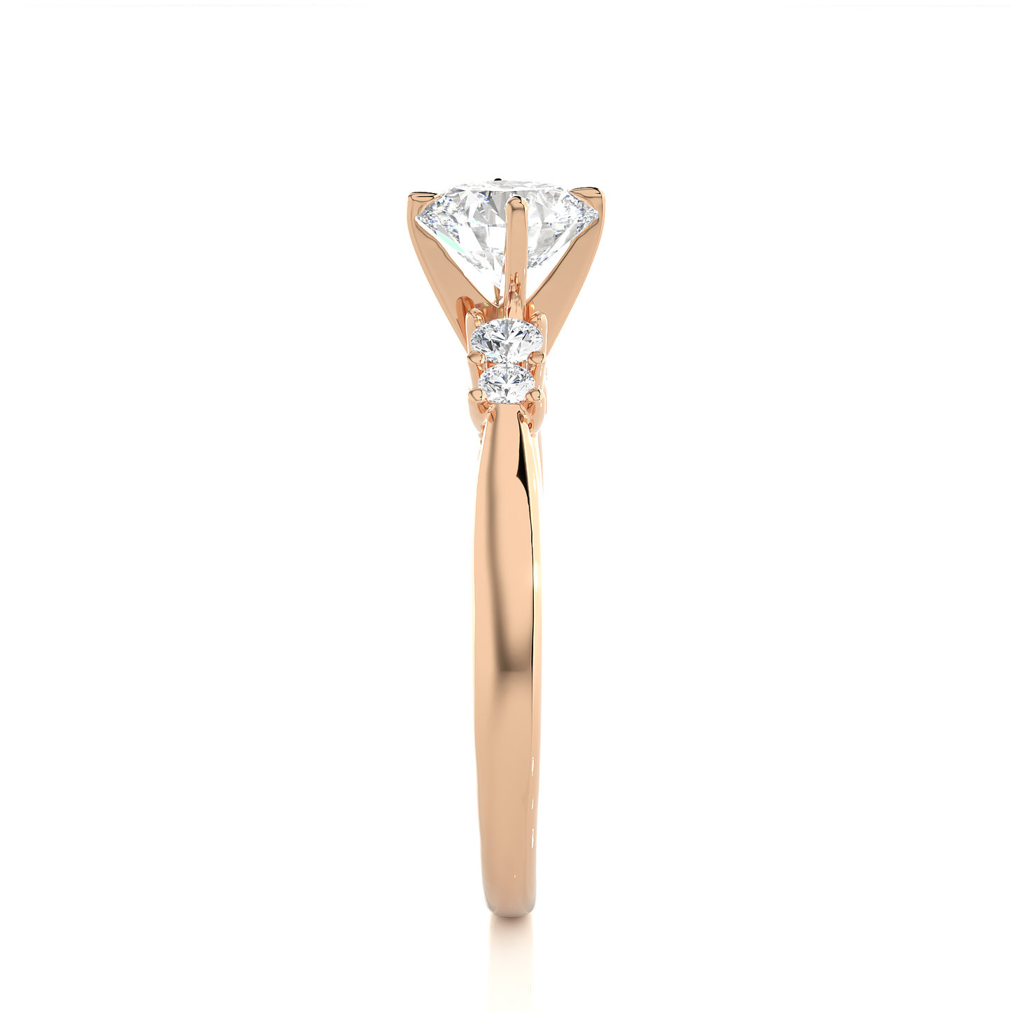 Three Stone Moissanite Lab Diamond Vermeil Ring