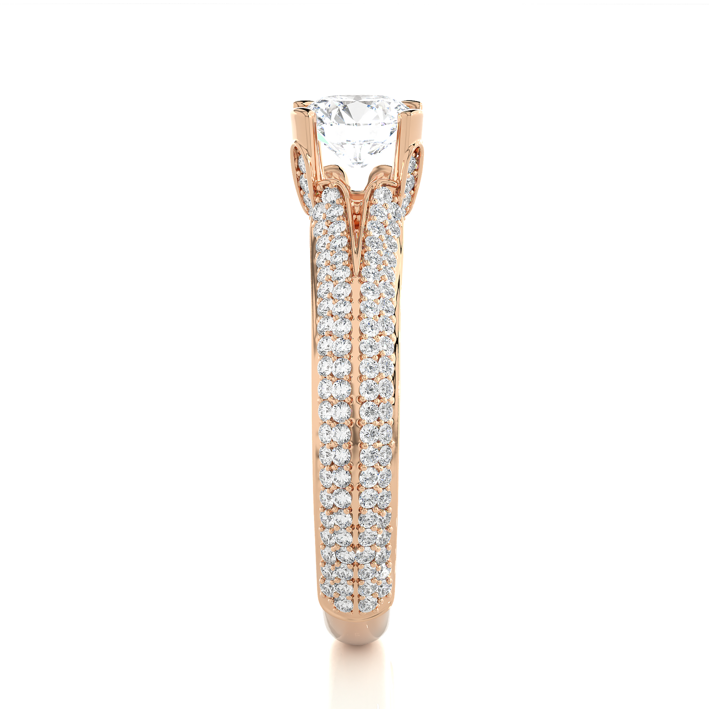 Double Pavé Split Shank Moissanite Diamond Vermeil Ring