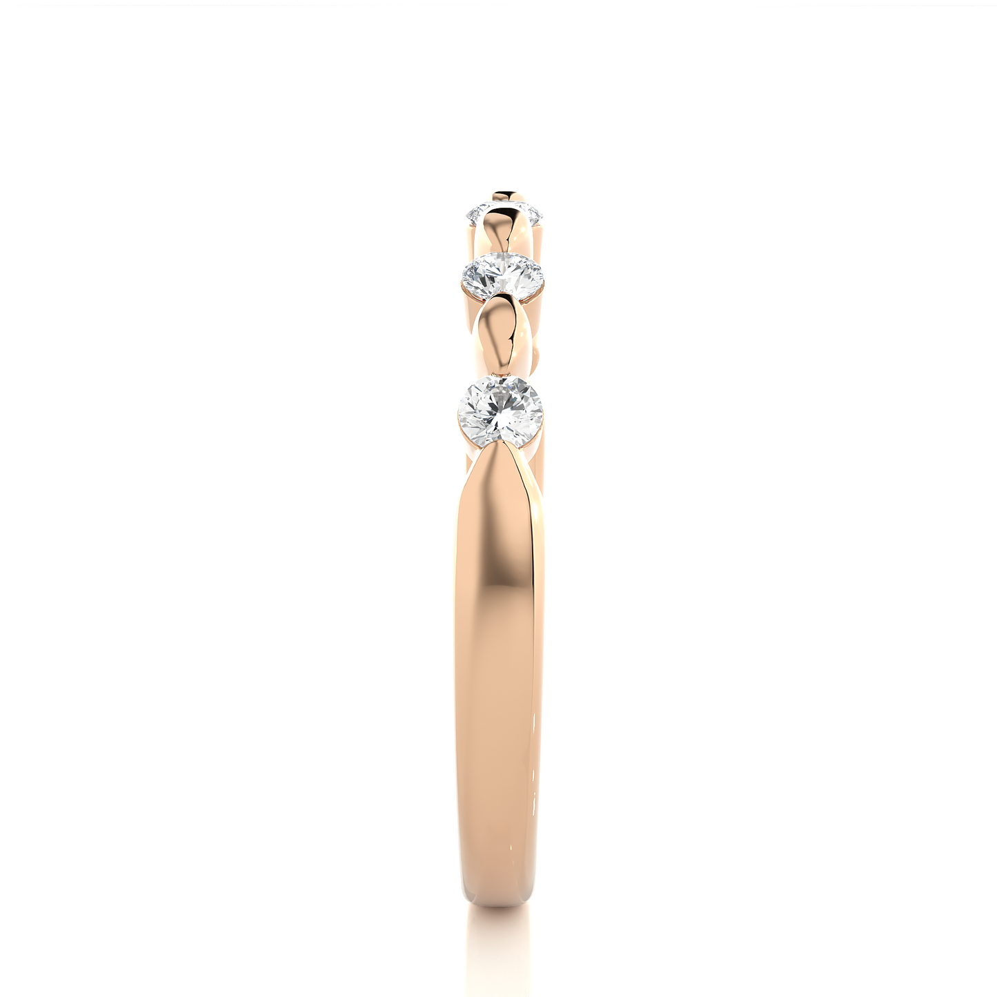 Unique Curved Moissanite Lab Diamond Vermeil Wedding Ring