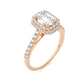 2 Carat Emerald Cut Lab Grown Diamond Halo Ring in Vermeil Gold | Moissanite Engagement Ring for Women