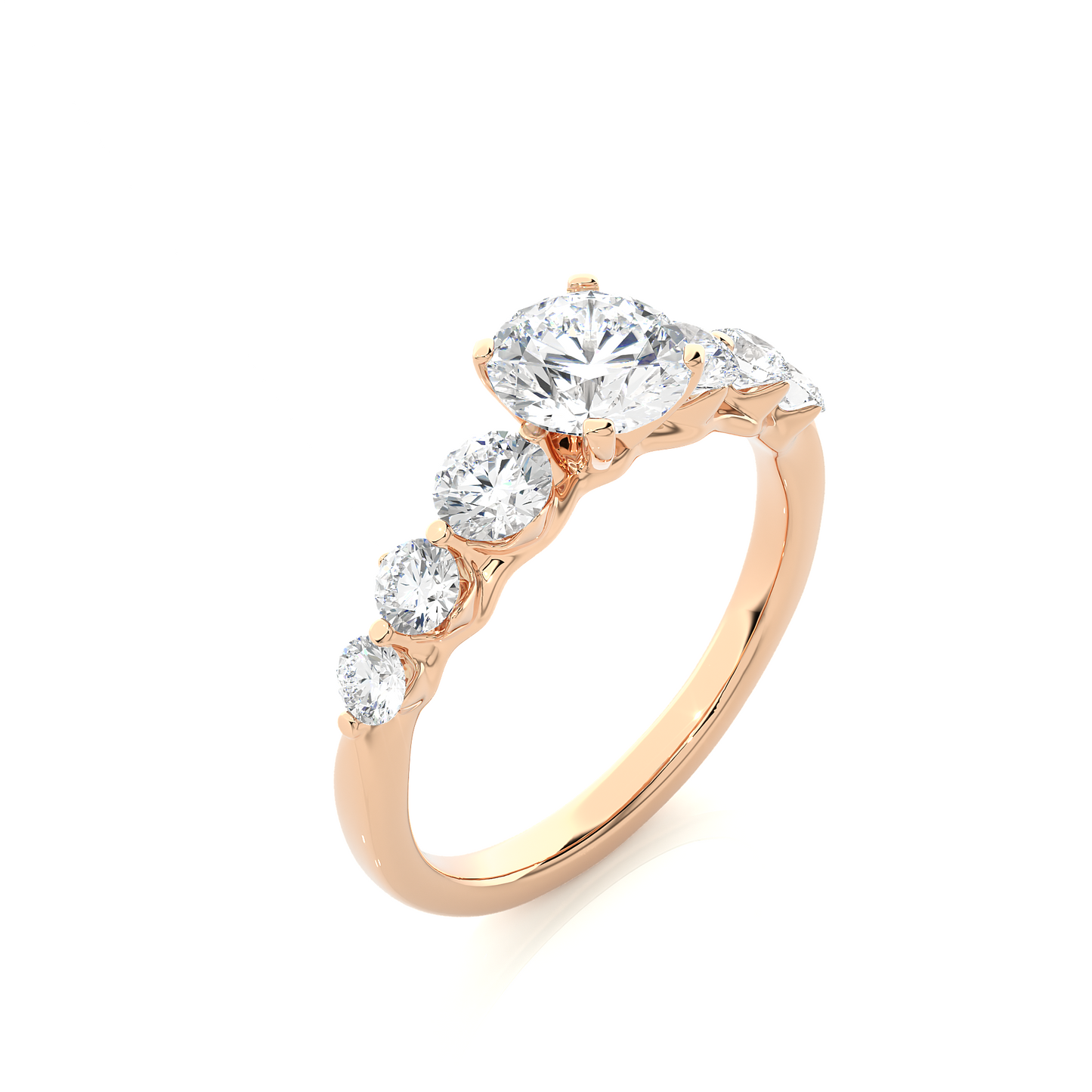Vermeil Round Moissanite Diamond Five Stone Ring