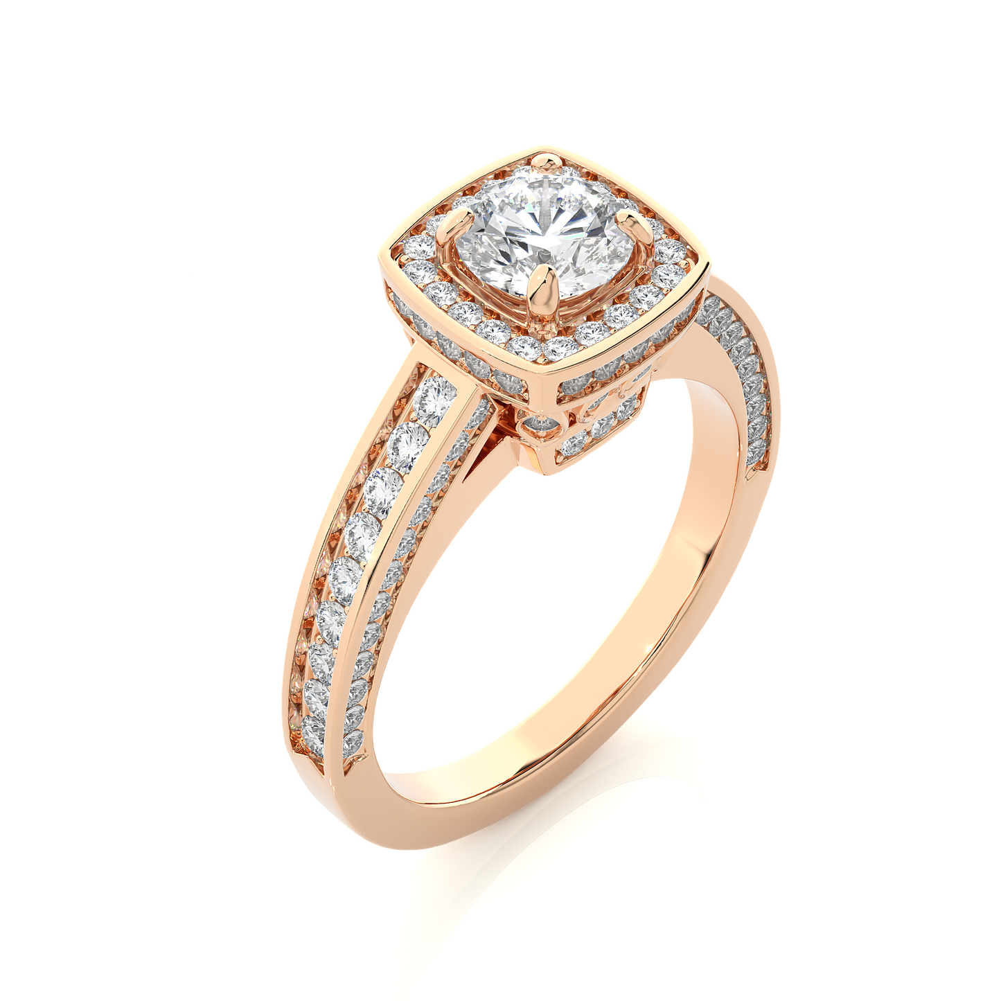 Cushion Halo Moissanite Lab Diamond Vermeil Ring