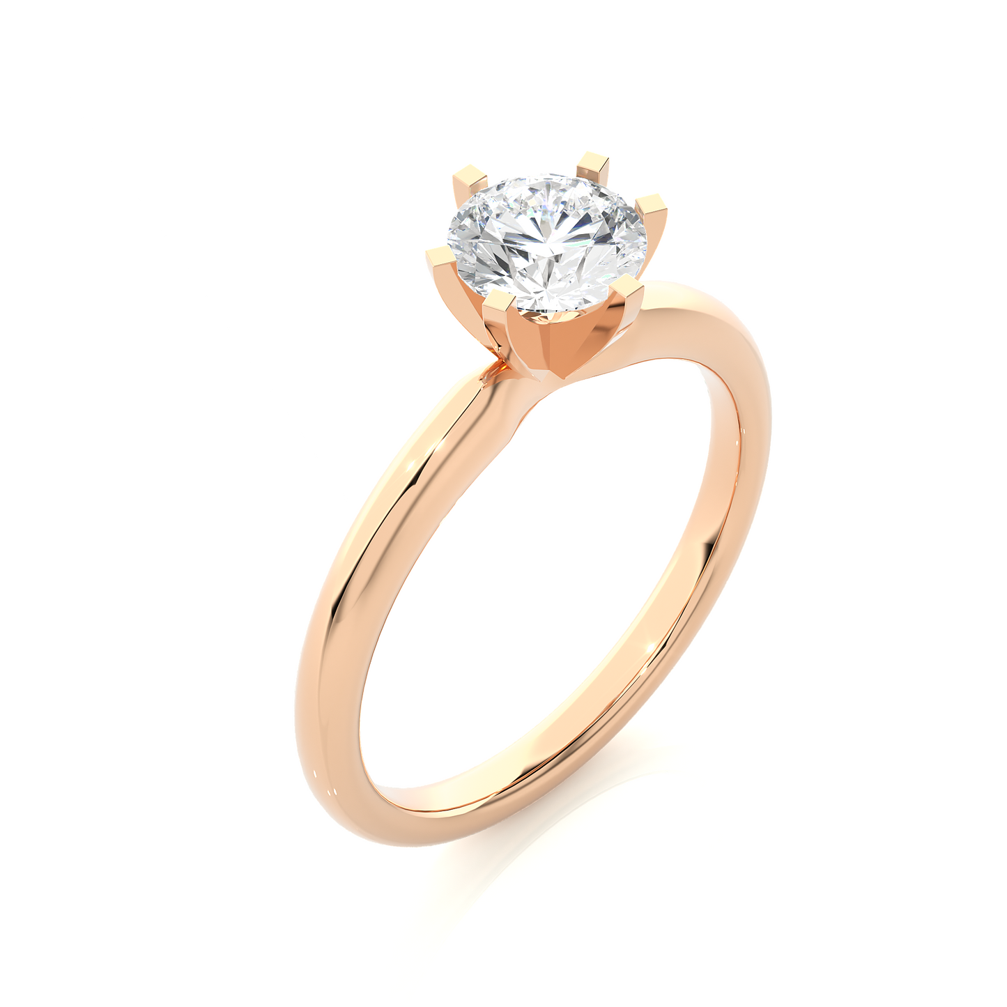 Round Solitaire Vermeil Moissanite Lab Diamond Engagement Ring