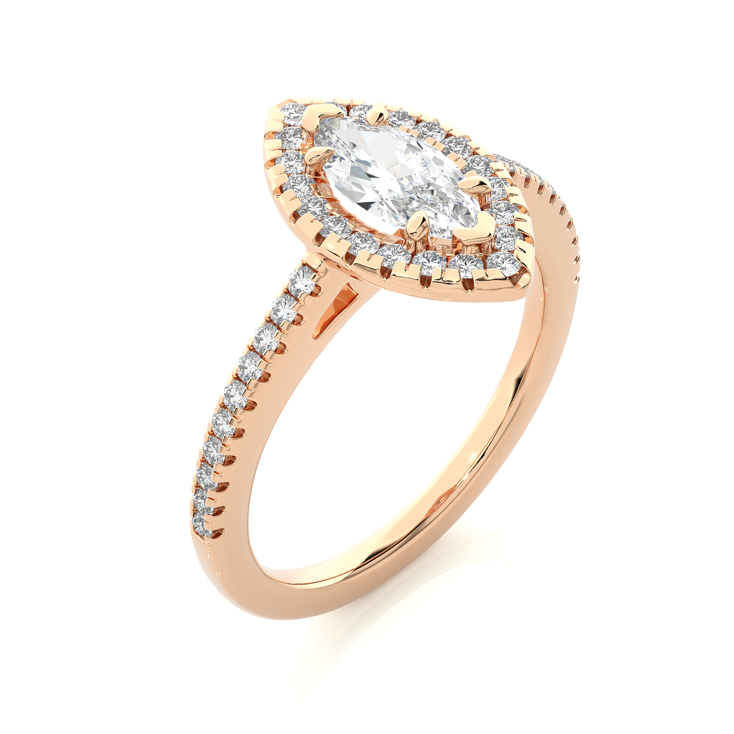 Marquise Halo Moissanite Lab Diamond Vermeil Ring