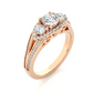 Luxury Three Stone Halo Lab & Moissanite Diamond Ring