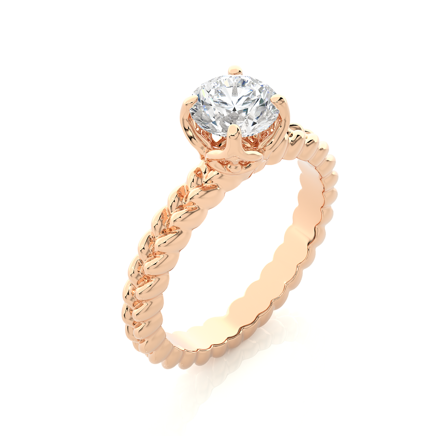 Vintage Heart Band Vermeil Moissanite Lab Diamond Ring