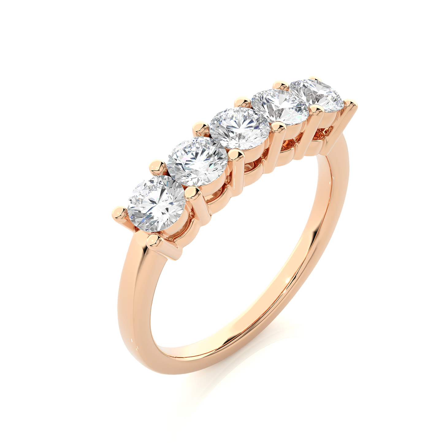 Elegant Five Stone Moissanite Lab Diamond Vermeil Ring
