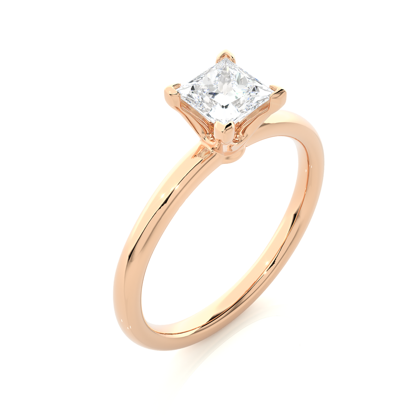 Princess Cut Vermeil Moissanite Lab Diamond Engagement Ring