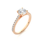Vermeil Round Moissanite Diamond Pavé Solitaire Luxury Engagement Ring