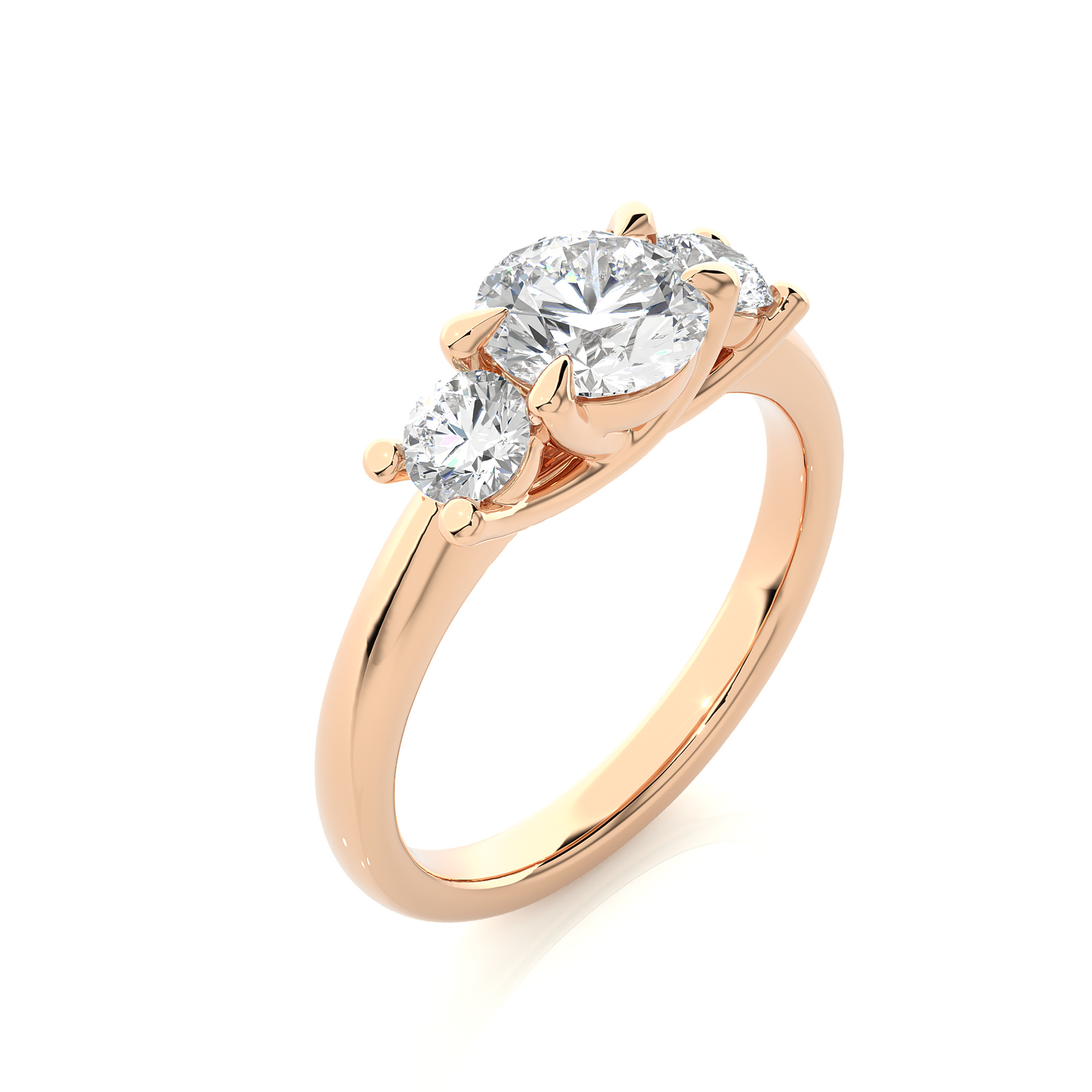 Classic Basket Set Diamond Three Stone Engagement Ring