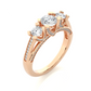 Three Stone Diamond Hidden Halo Engagement Ring