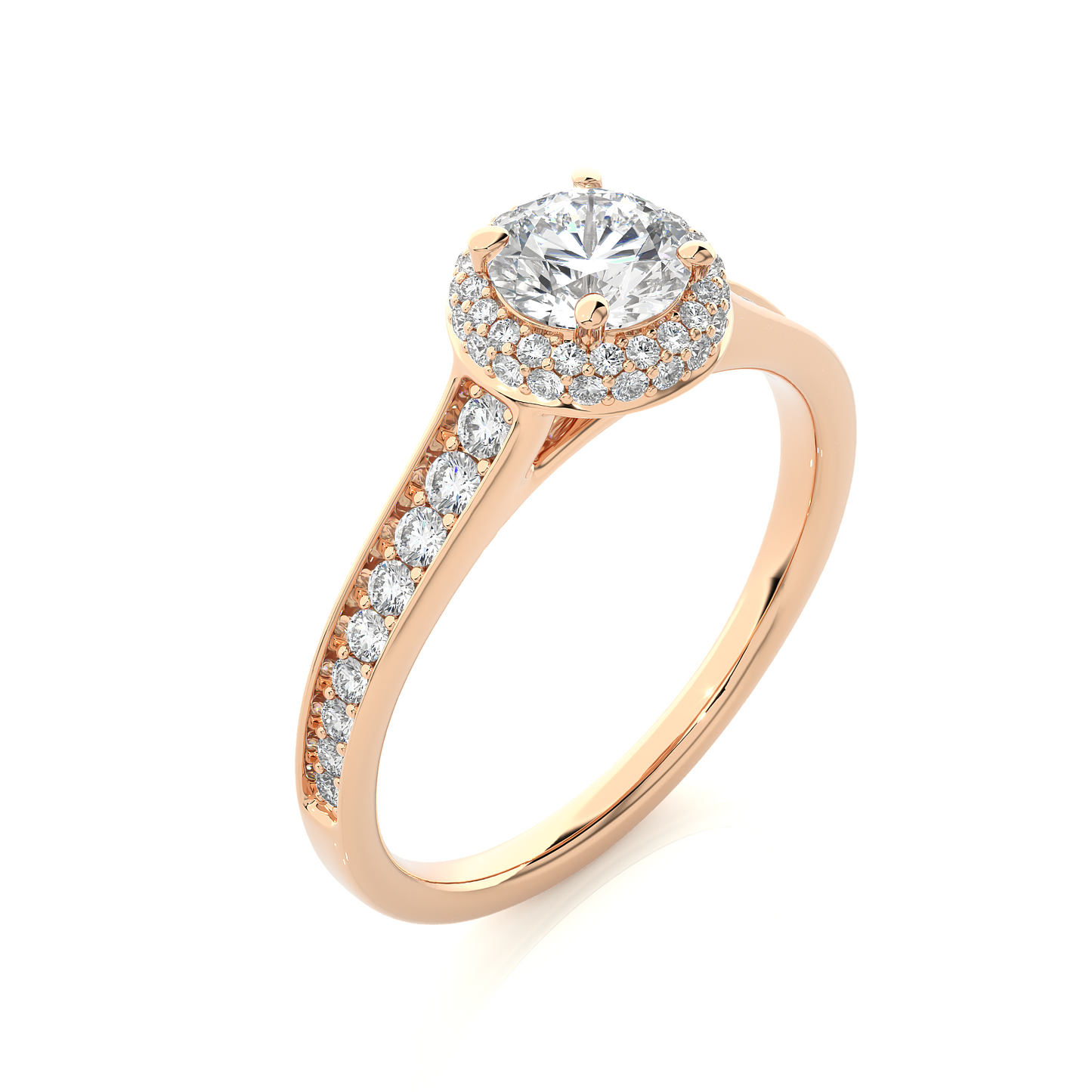 Brilliant Halo Moissanite Lab Diamond Vermeil Ring