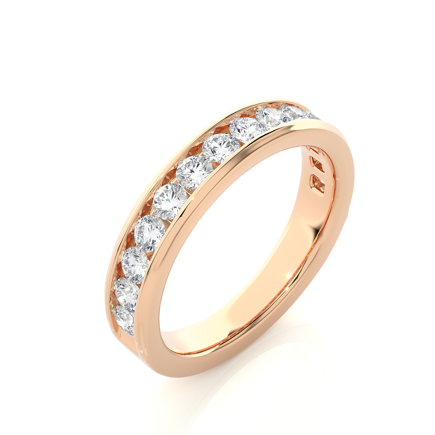 Minimal Round Stone Eternity Wedding Band Ring
