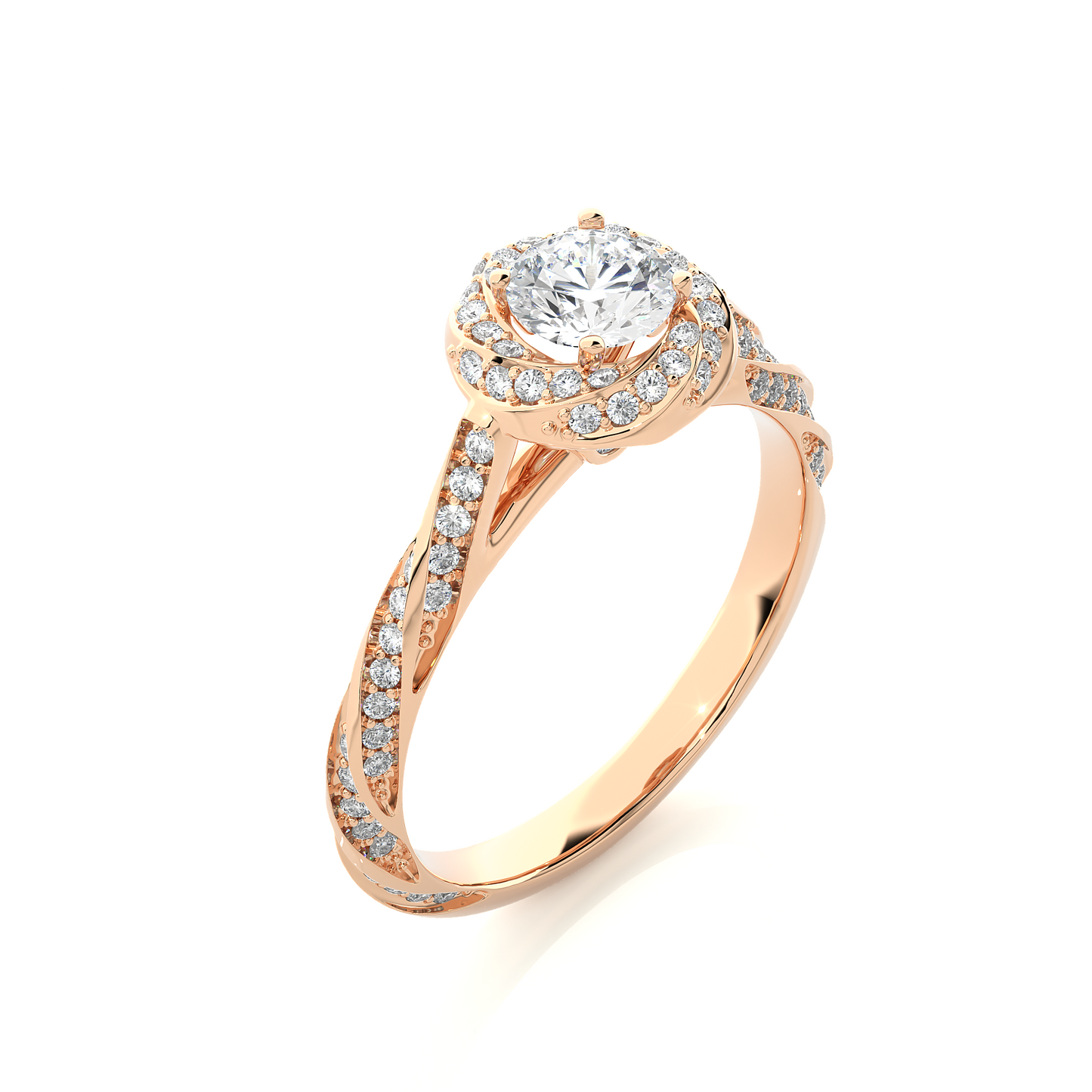 Twisted Halo Moissanite Lab Diamond Vermeil Ring