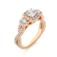 Lab & Moissanite Diamond Halo Three Stone Engagement Ring
