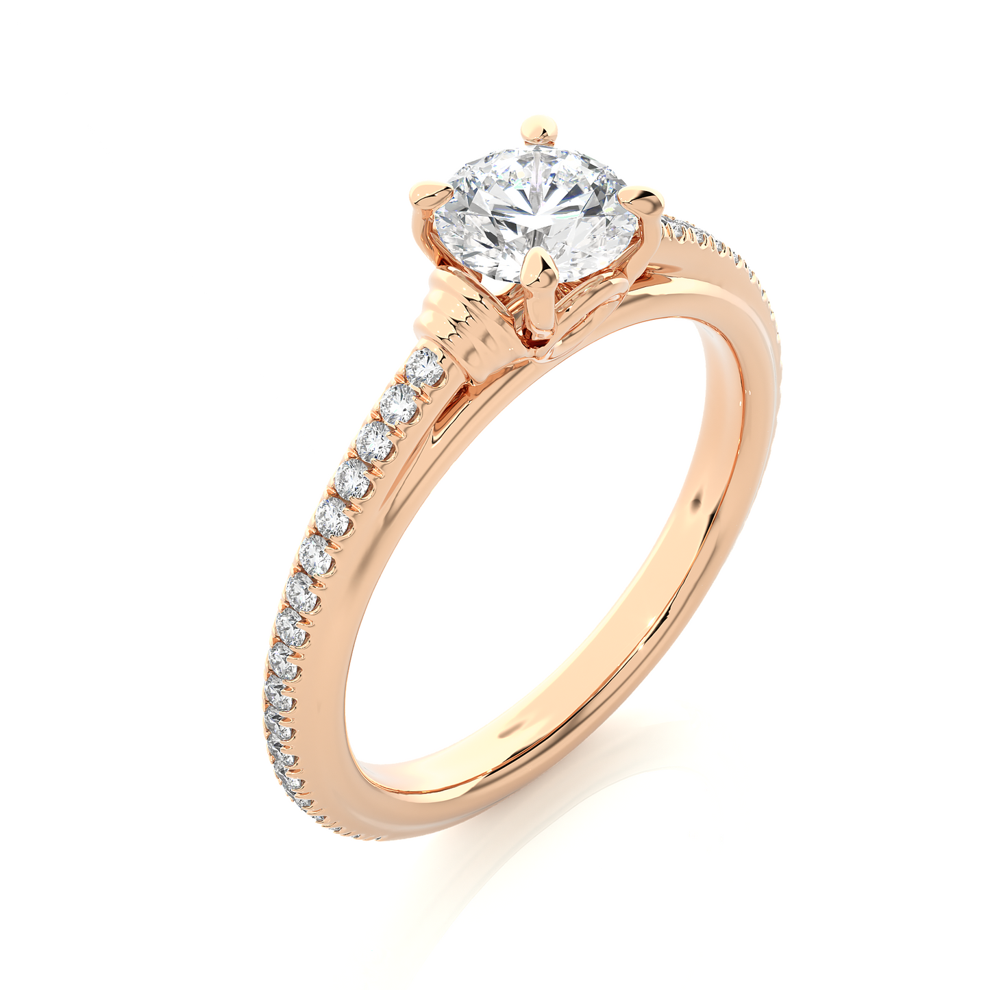 Classic Vermeil Moissanite Lab Diamond Engagement Ring