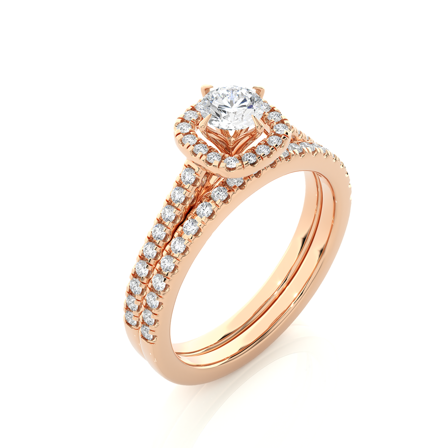 Vermeil Round Moissanite Diamond Halo Engagement Ring