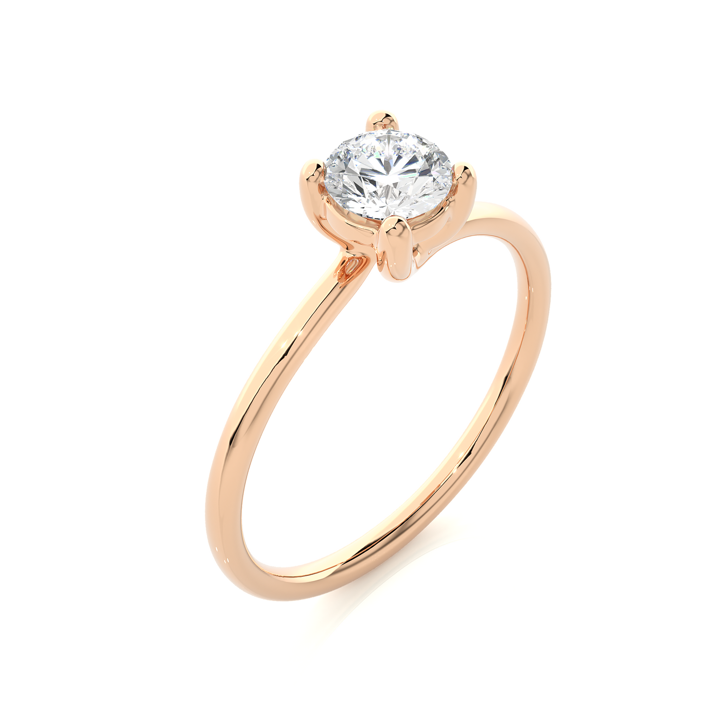 Minimal Vermeil Solitaire Moissanite Lab Diamond Ring