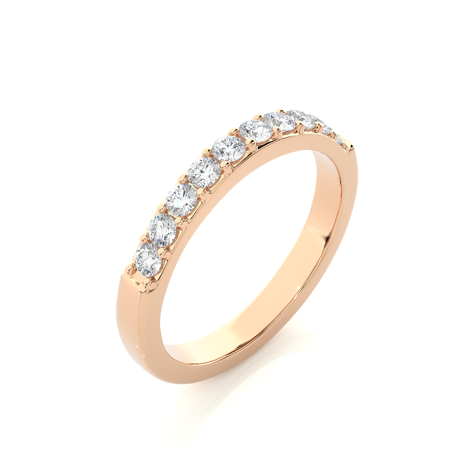 Minimalist Half Eternity Moissanite Lab Diamond Vermeil Ring