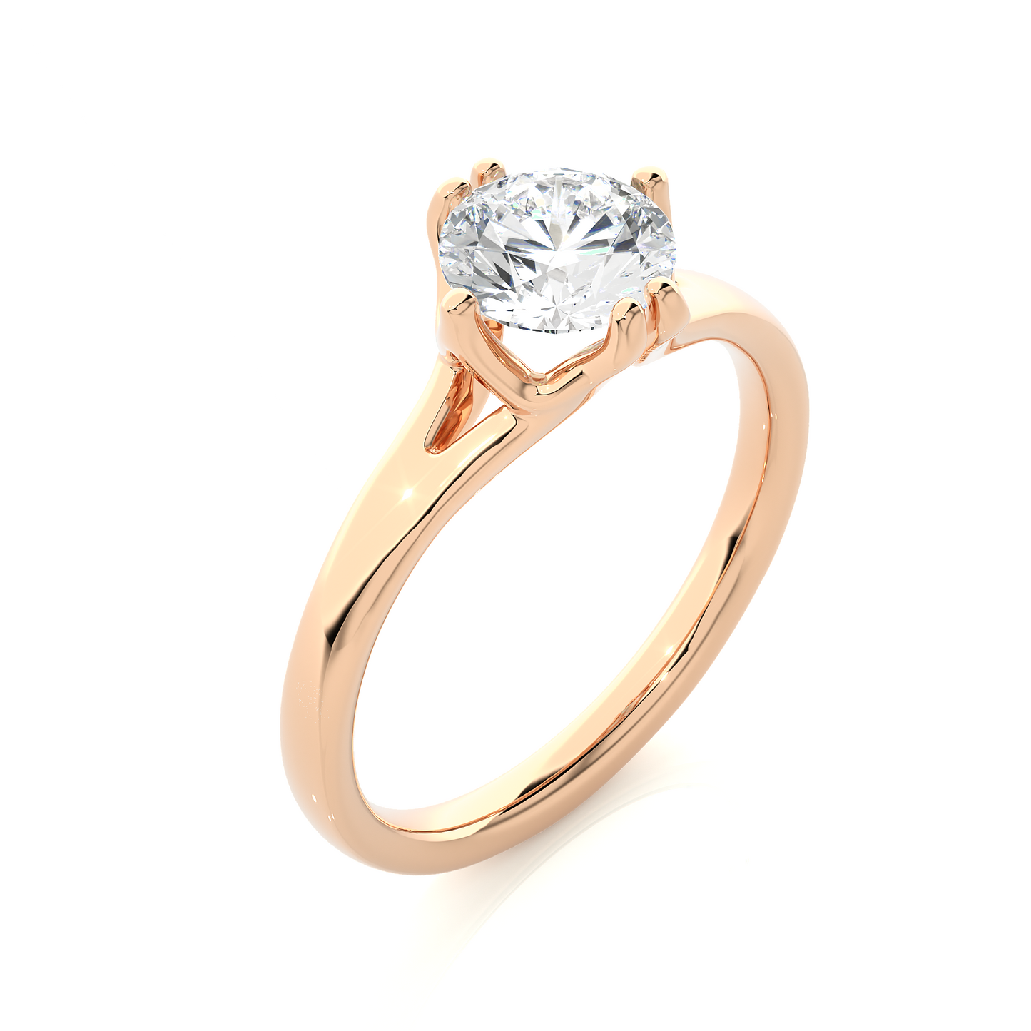 Classic Round Solitaire Vermeil Lab Moissanite Engagement Ring