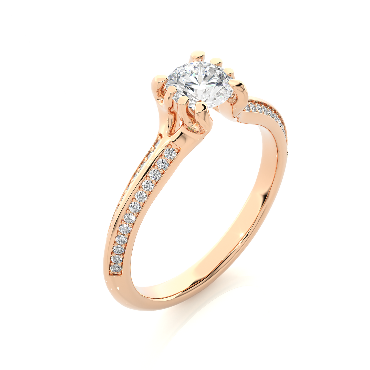 Elegant Radiance Round Cut Moissanite Vermeil Engagement Ring