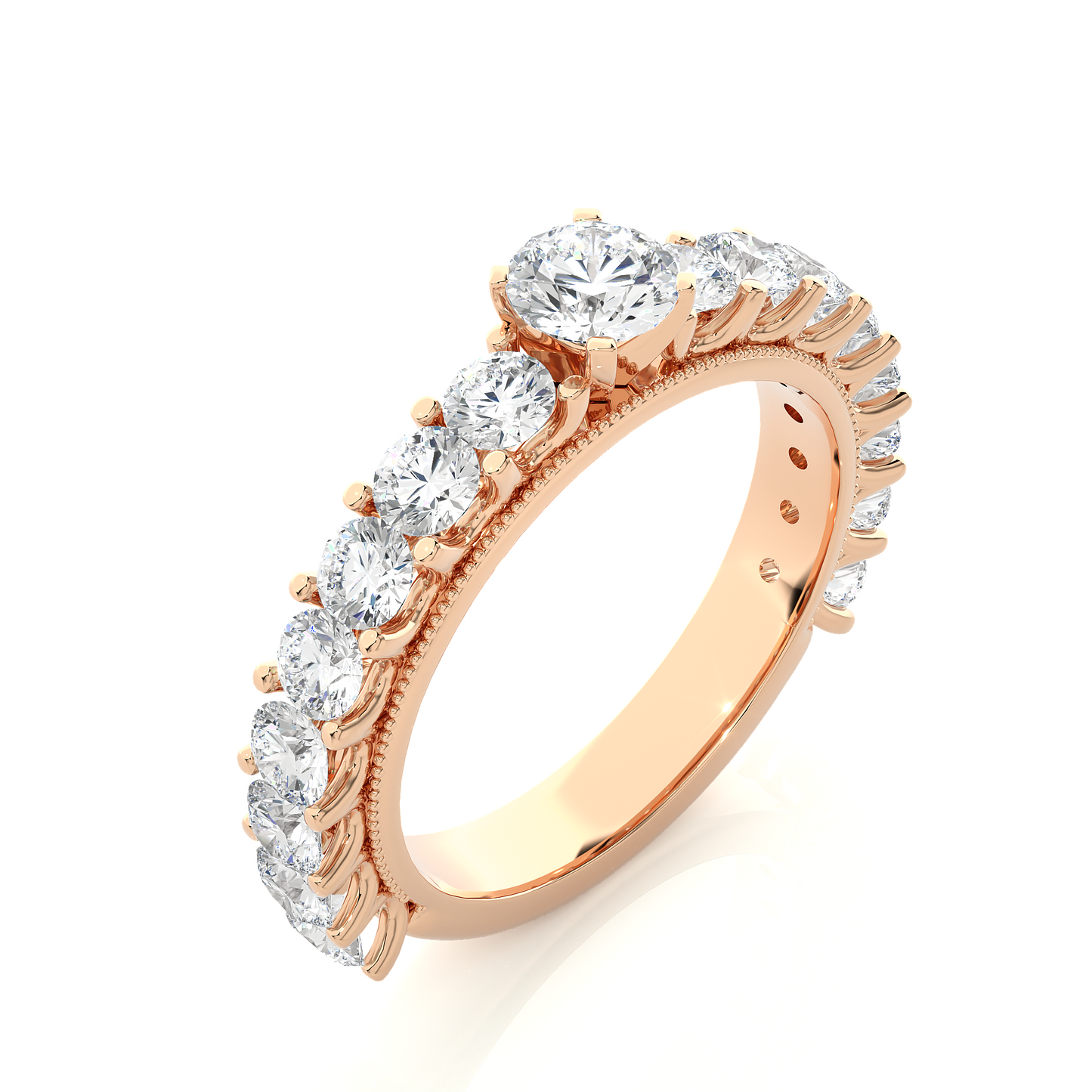 Vermeil Round Moissanite Lab Diamond Eternity Engagement Ring