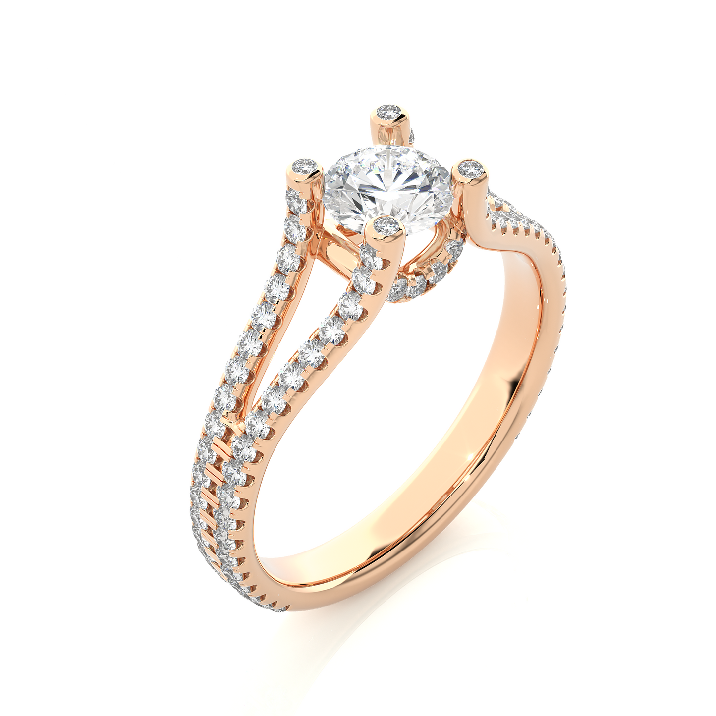 Elegant Split Shank Moissanite Lab Diamond Vermeil Ring