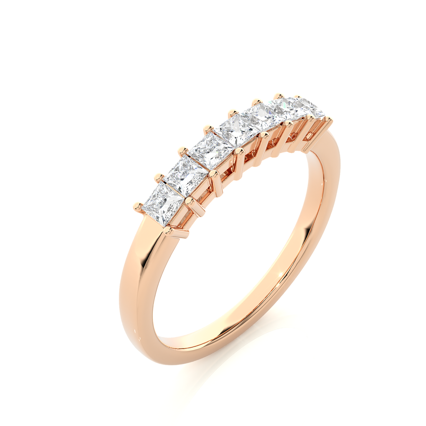 Princess Cut Diamond Vermeil Half Eternity Wedding Band