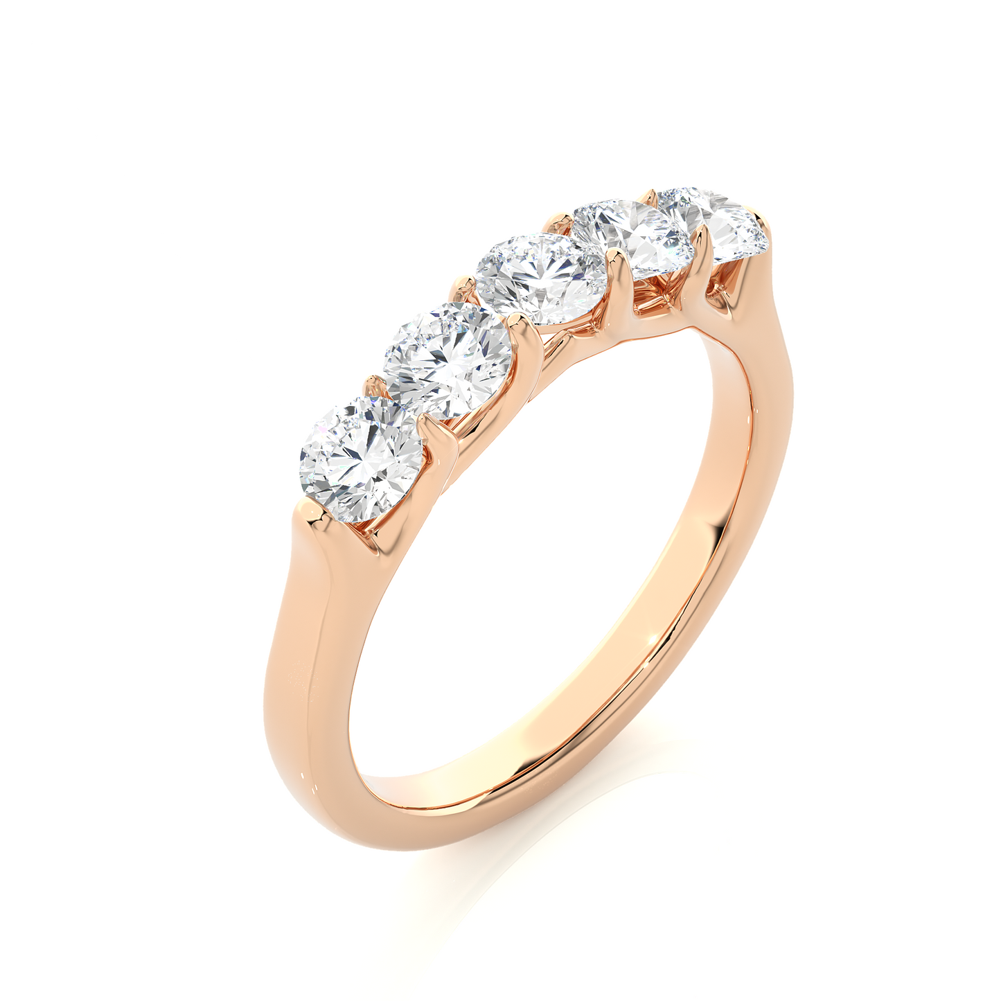 Lab Grown Moissanite Five Stone Wedding Band Ring