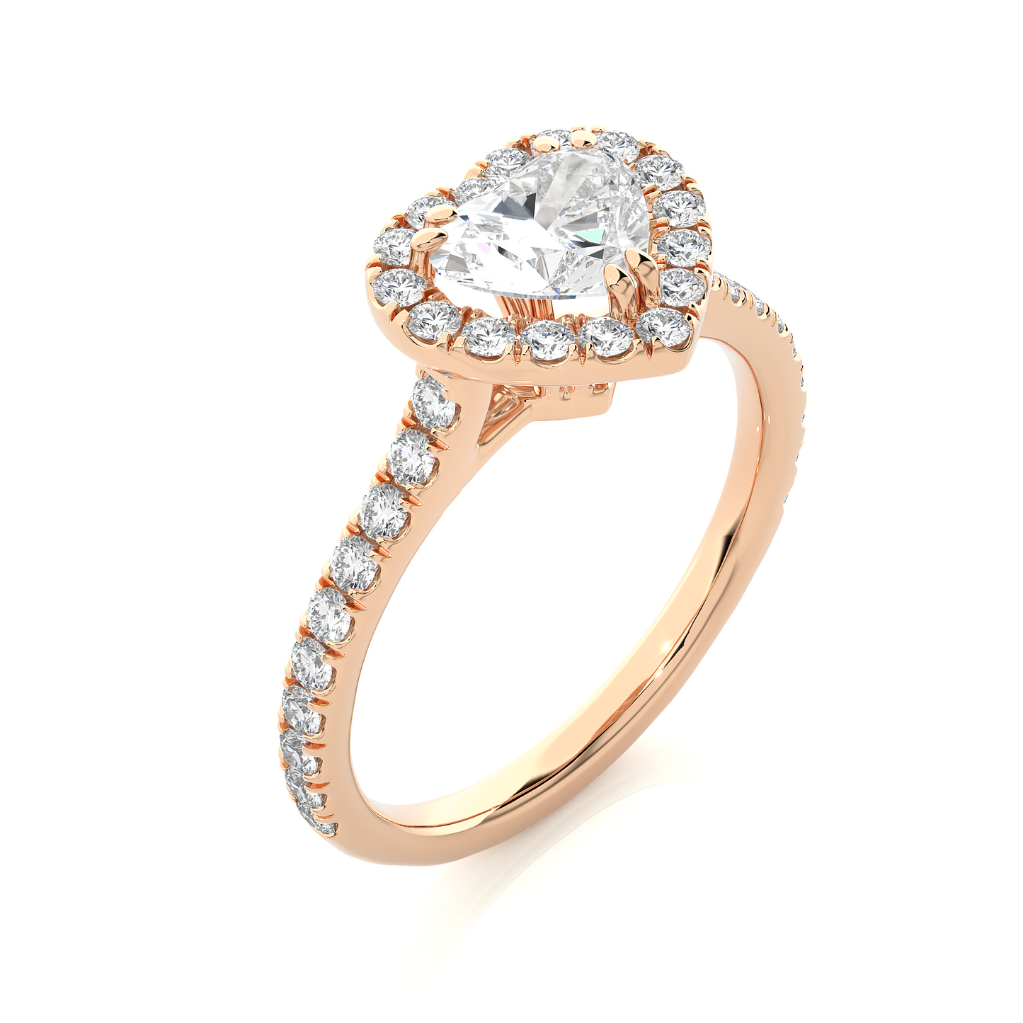 Heart Shape Halo Vermeil Moissanite Lab Diamond Ring