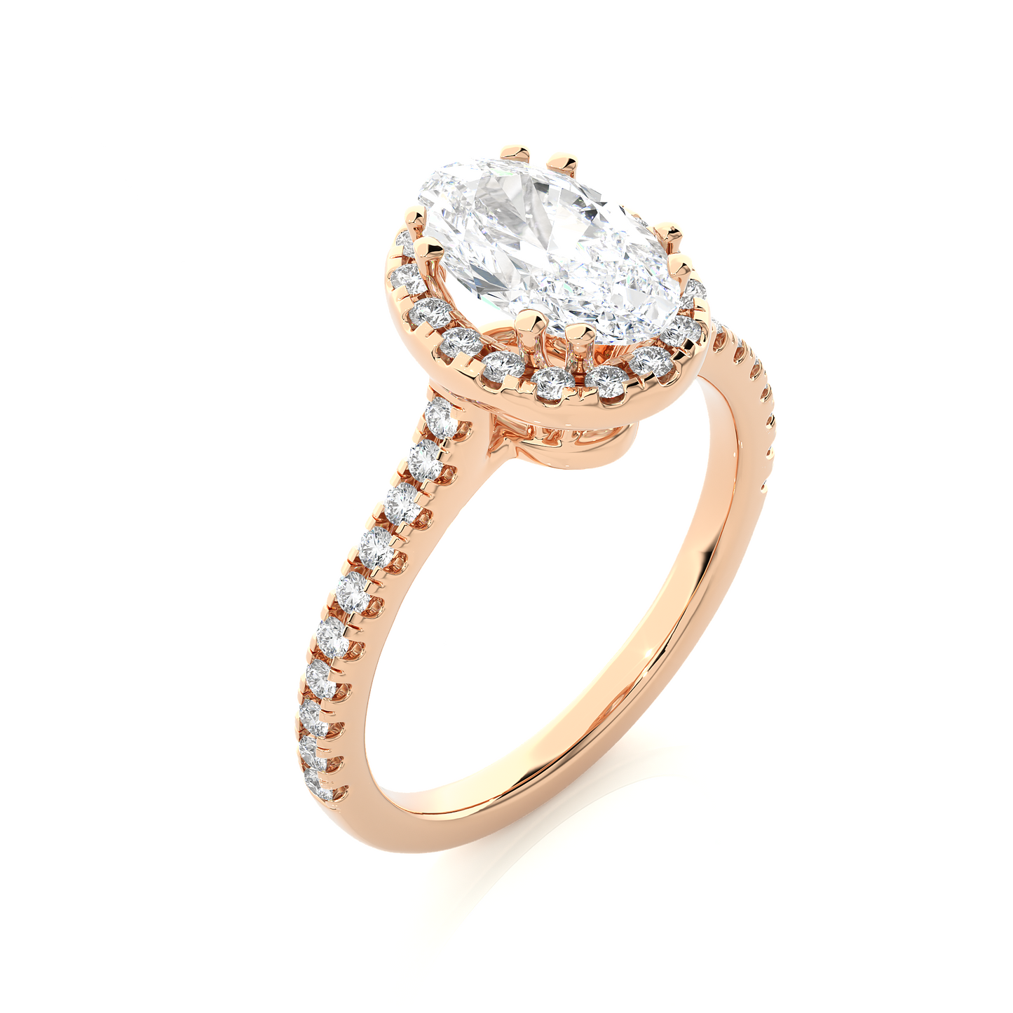 Oval Halo Diamond Moissanite Vermeil Engagement Ring