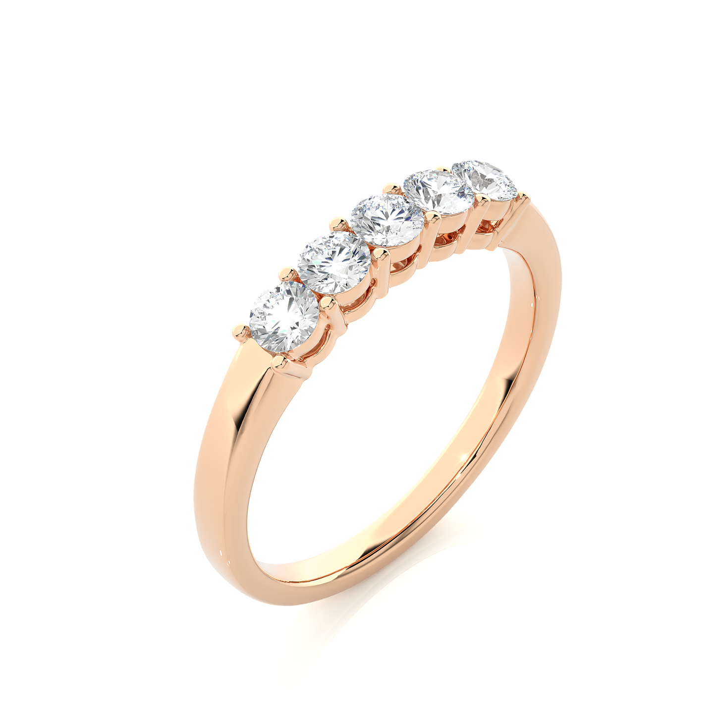 Five Stone Moissanite Lab Diamond Vermeil Ring