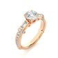 Vintage Round Baguette Moissanite Lab Diamond Vermeil Ring