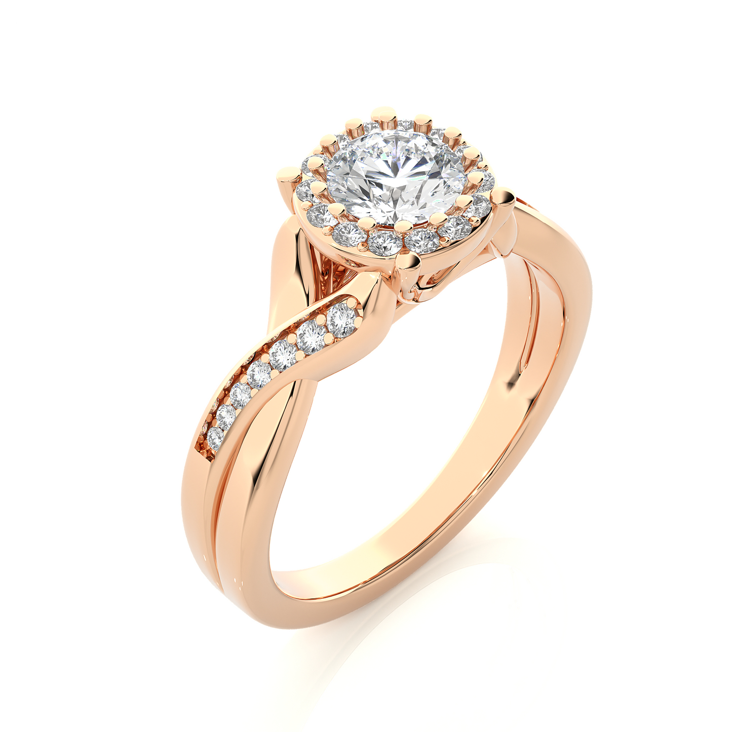 Vermeil Round Moissanite / Lab Grown Diamond Twisted Band Ring