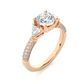 Three Stone Lab Diamond Engagement Ring With Trillion Side Stones