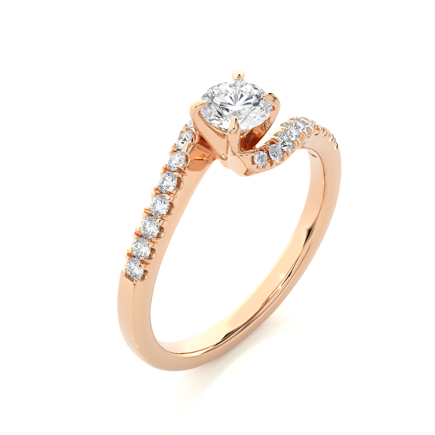 Twist Style Vermeil Moissanite Lab Diamond Engagement Ring